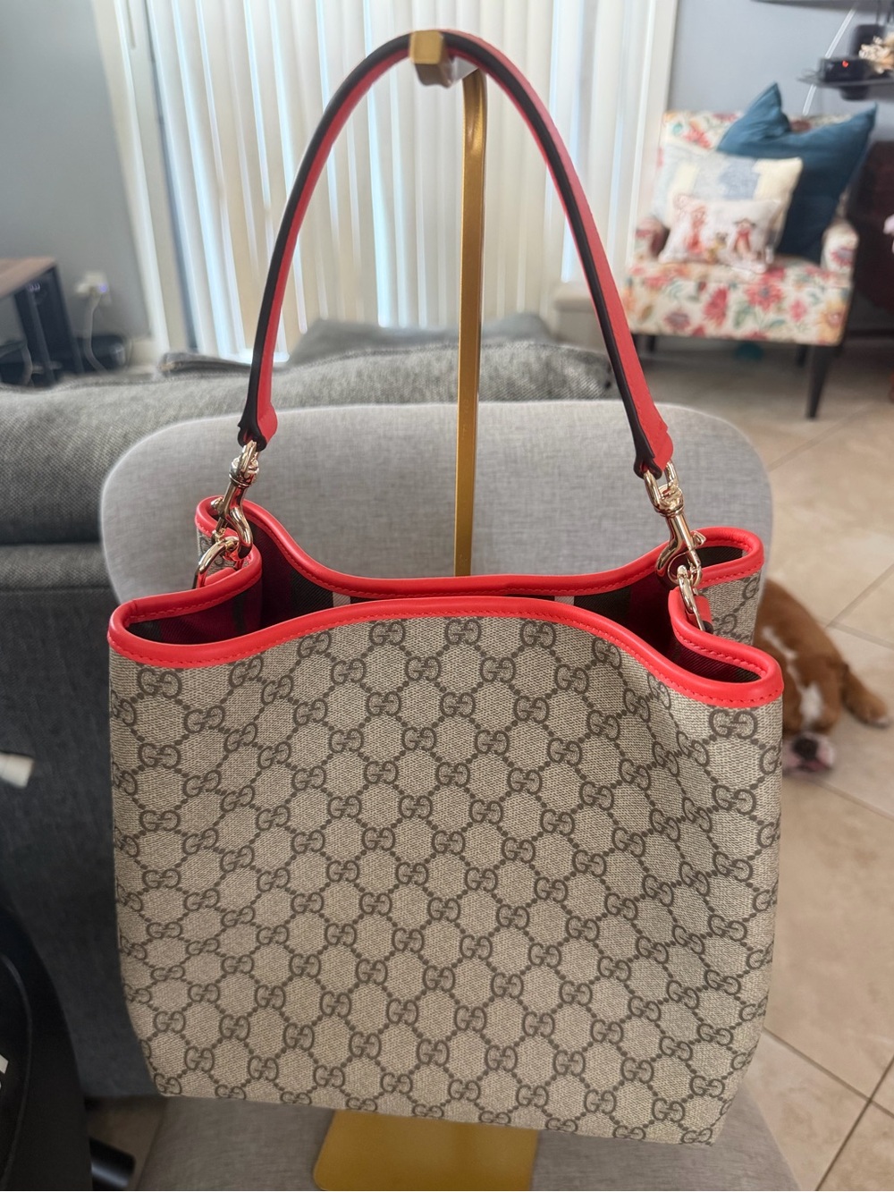 Gucci Beige GG Emblem tote medium with orange trim leather brand new 🧡 - Picture 10 of 16